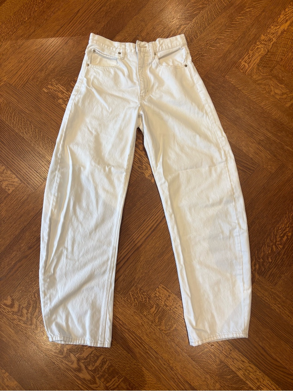 Frame Denim White High-Rise Straight Jeans